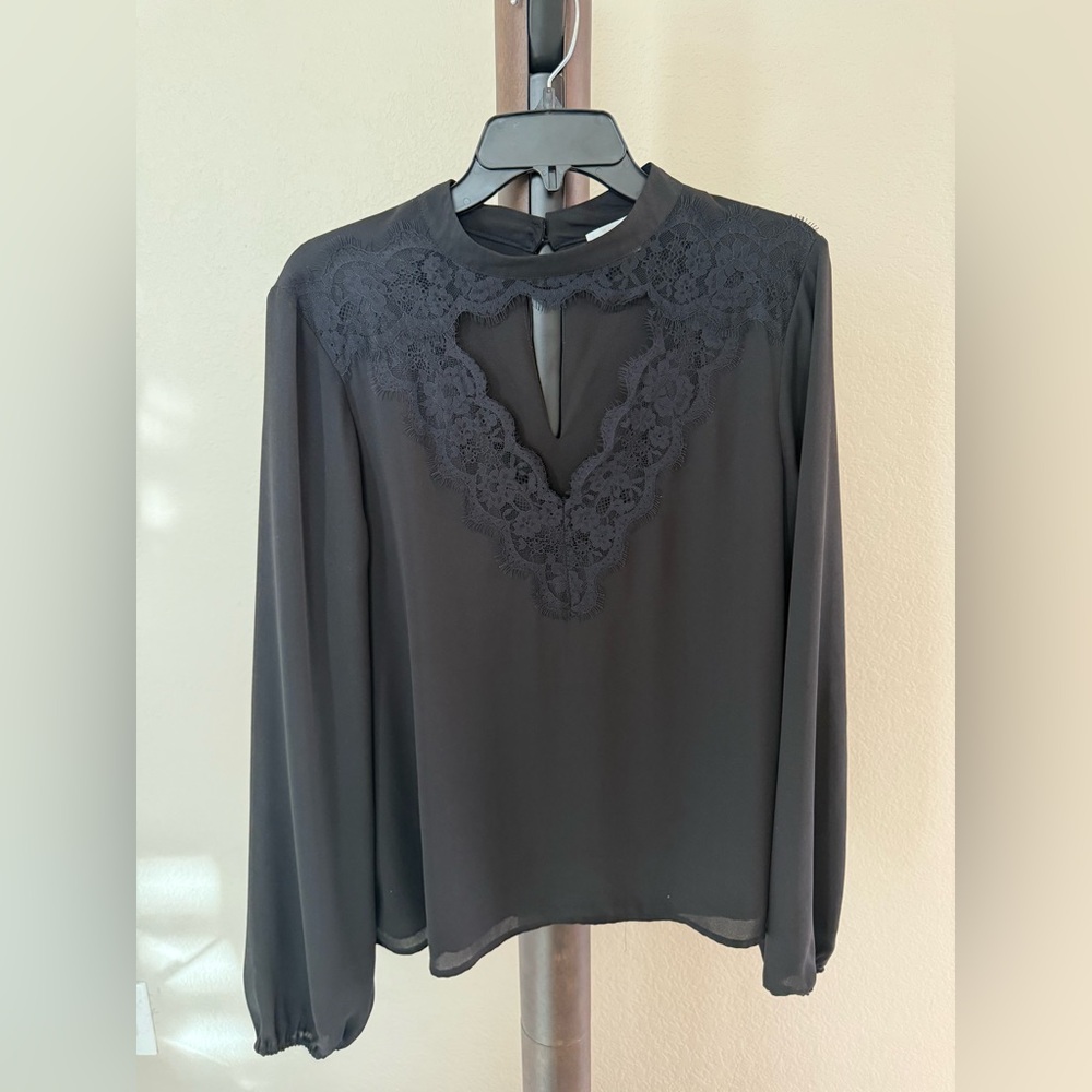 Wayf Black Embellished Cut Out Blouse